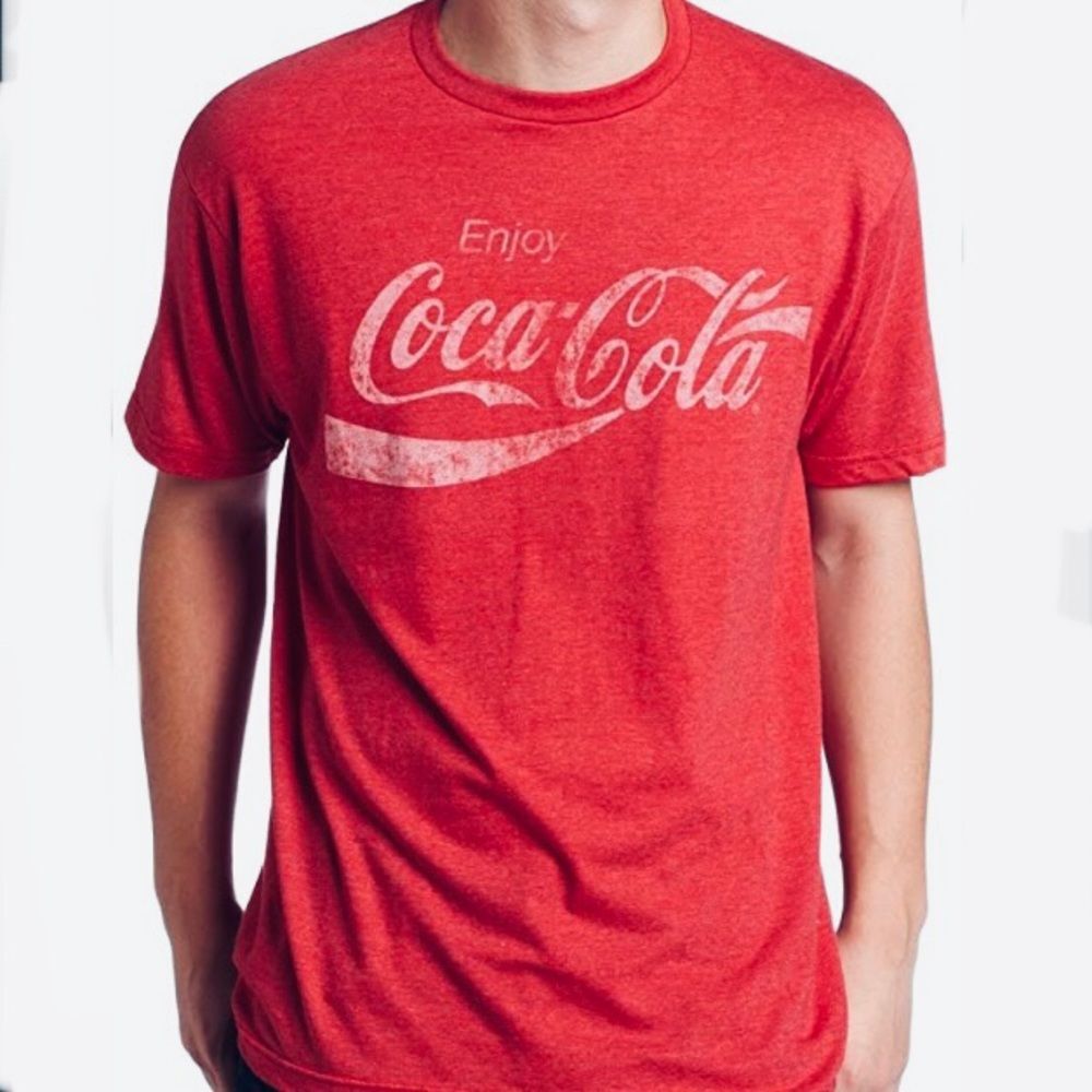 COCA COLA Classic Red Casual Comfort T shirt White Logo Mens Size 2X
